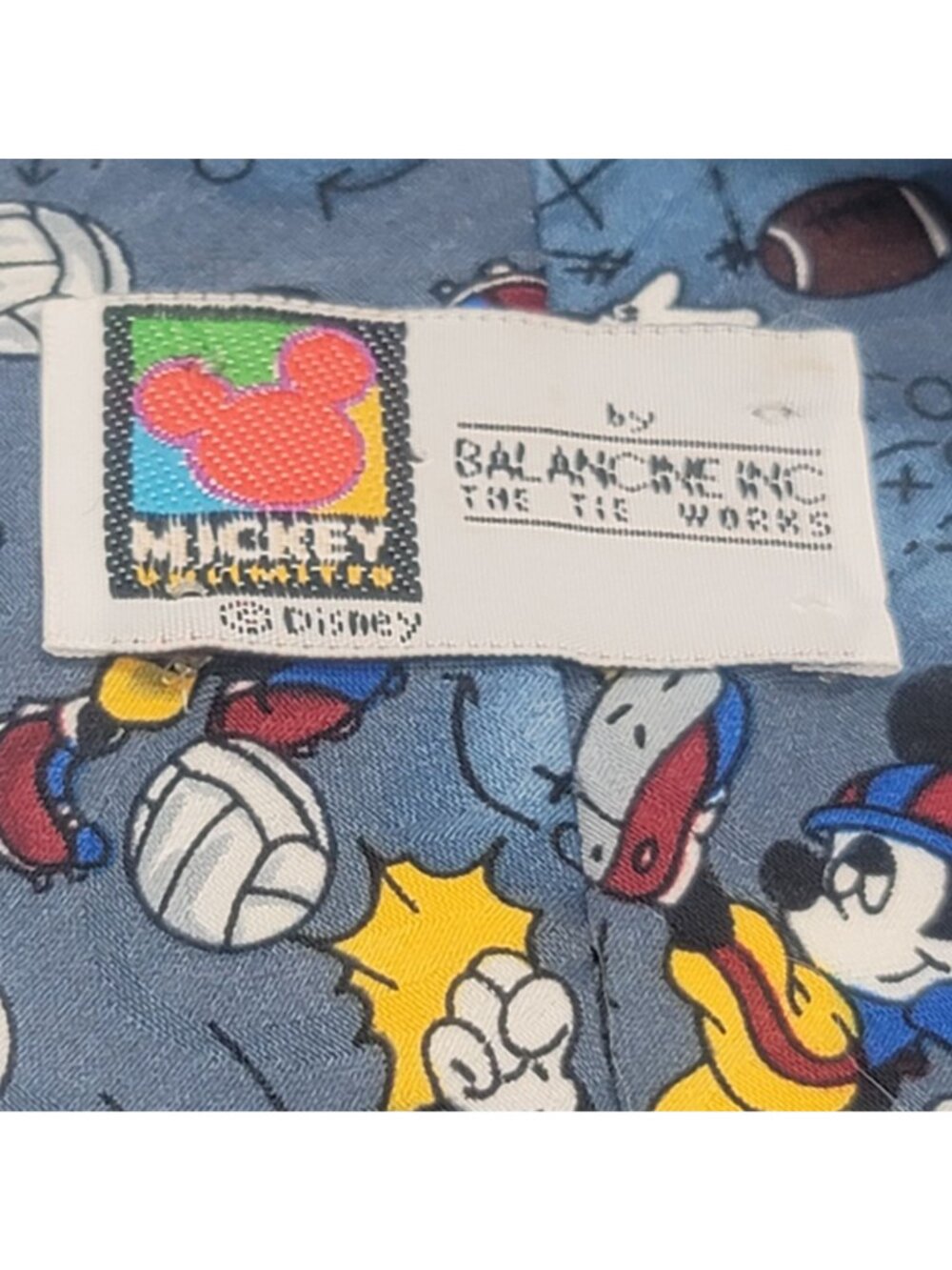 Disney Mickey Mouse sports ball Themed Tie By Balancine Inc Blue Polyester - Picture 4 of 6